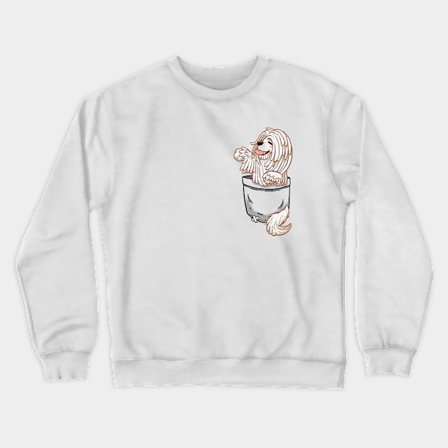 Pocket Cute Komondor Dog Crewneck Sweatshirt by TechraPockets